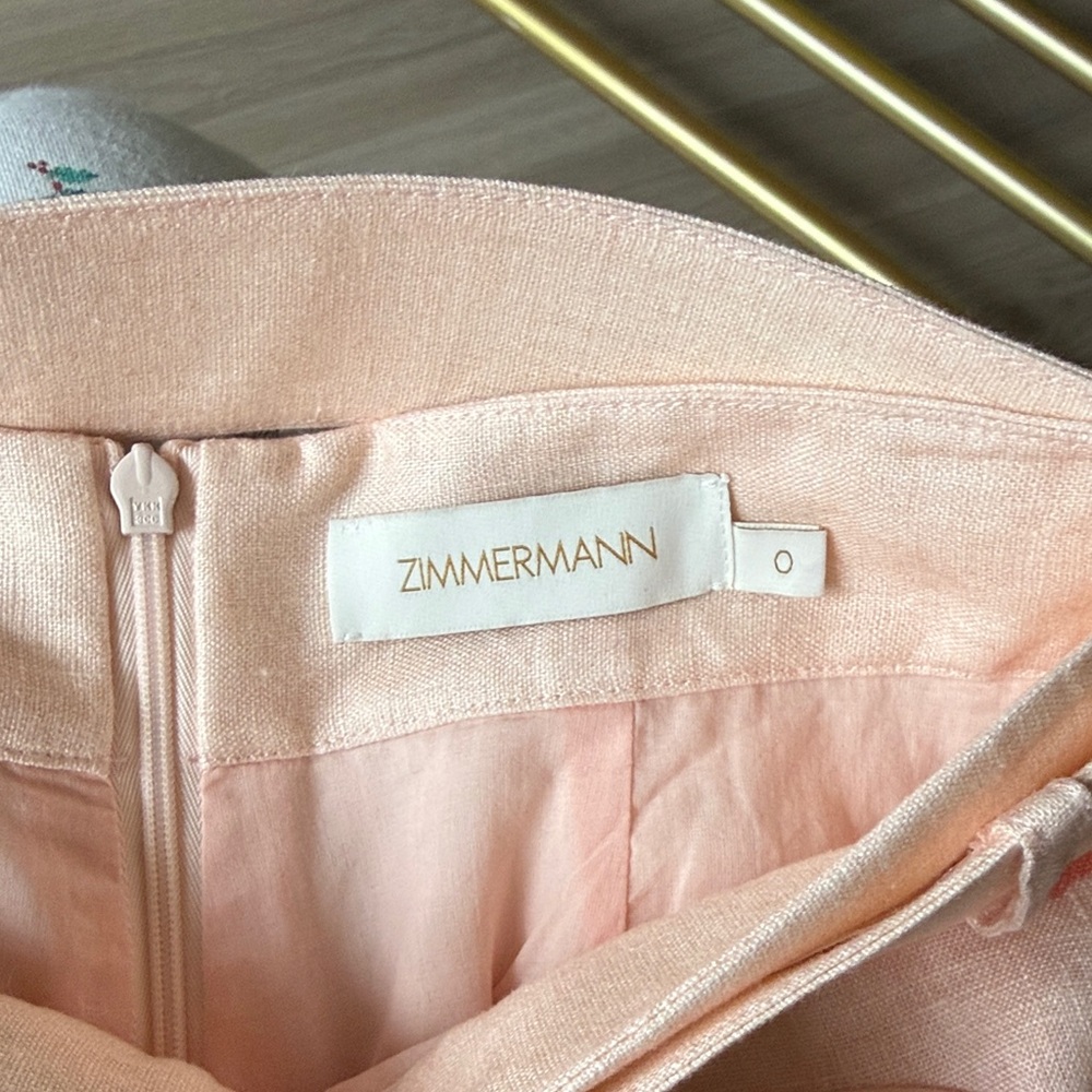 Zimmermann Pink and Cream Floral High Waist Shorts - Picture 3 of 4